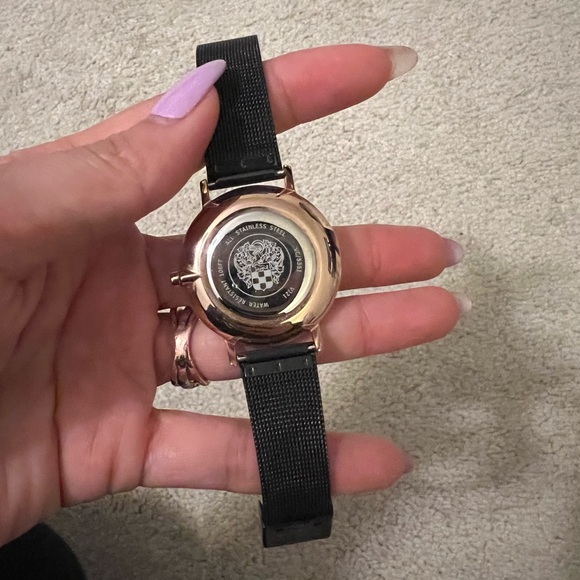 Vince Camuto Women's Rosetone Black Mesh Bracelet Watch - Picture 2 of 2